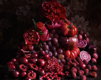 Art photography print of summer fruits and berries. Printed on matte paper of fine art quality.