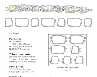 Enamel Supply Kit - SWEETHEART BRACELET Cloisonne Enamel Project Vitreous Enamel Kit- 21 Color of Vitreous Enamels - Sandra McEwen Designs