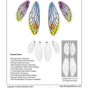 Enamel Supply Kit- Vivid Insect Wing Earrings- includes vitreous enamels, Underglaze Paint, Quill, Brush, Sterling Earwires- Sandra McEwen