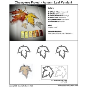 Enamel Kit - Autumn Leaf PENDANT - Cloisonne Enamel Supply Kit- enamels, sterling bail, cloisonne wires, fine silver foil- Sandra McEwen