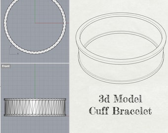 SIZE MEDIUM - Cuff Bracelet 3D Virtual Model for Casting - stl File- Sandra McEwen - Artisan Jewelry Design- DIY Crafting - Digital Download