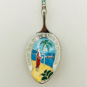 Silver Florida Spoon Sterling Silver Florida Souvenir Spoon BMCo Canada Collectible Demitasse Enamel Spoon