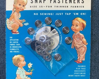 Vintage Gripper Snap Fasteners Original 1950 Card NOS USA MCM Sewing Notions