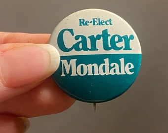 1980 JIMMY CARTER MONDALE 1.25" campaign pin pinback button political president