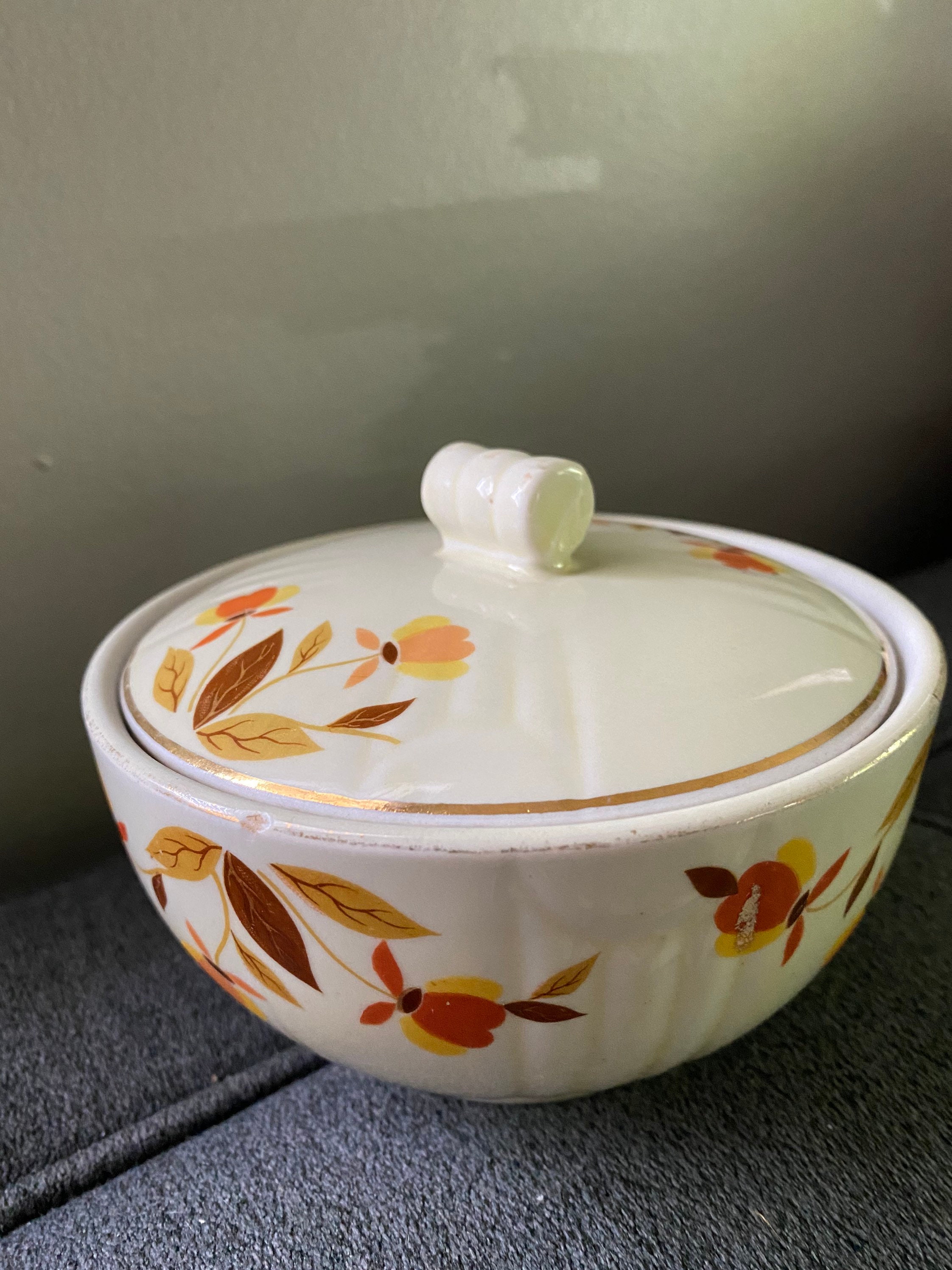 Hall Jewel Tea Autumn Leaf Grease / Sugar Bowl with Lid Etsy
