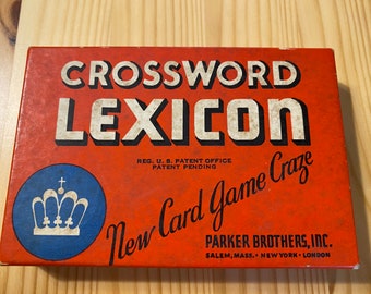 Vintage 1938 Crossword Lexicon Parker Bros Salem MA Card Game