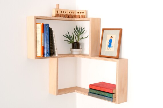 Corner Shelf Display Cabinet Book Vintage Mid Century Unit Image 0