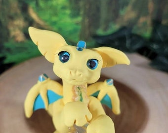 cute geode dragon, OOAK fantasy collectable art doll figurine