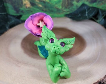 Ooak fantasy flower dragon of the pink tulip variety sculpted figurine