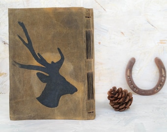 Rustic Guest Book, Boyfriend Gift , Husband Book ,Deer Head Print , Recipe Journal , Scrapbook Album , Gift For Him , Gift for Father