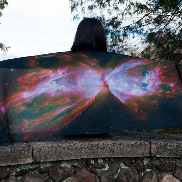 Butterfly Wing Nebula, Galaxy Scarf / Shawl / Sarong Digitally Printed on 100% Modal Silk