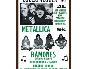 Lollapalooza - Metallica- Ramones - 1996 - 14x22 Vintage Style Concert Poster