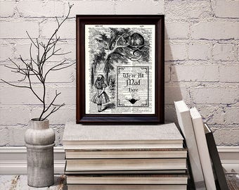 We're All Mad Here - Dictionary Art Print