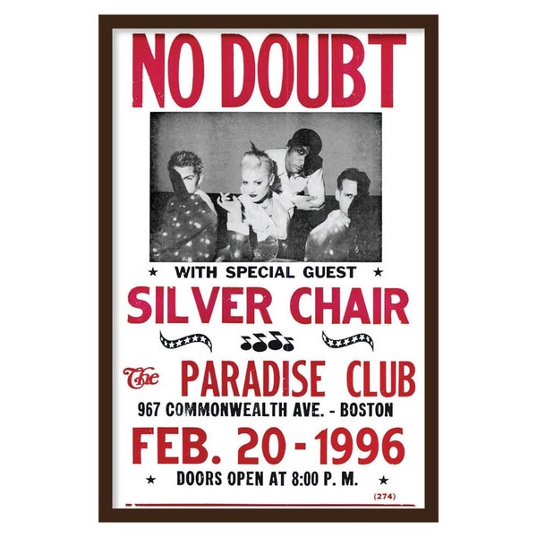 No Doubt - Silver Chair - 1996 - 14x22 Vintage Style Concert Poster