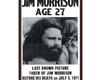 Jim Morrison - Last Picture - 1971 - 14x22 Vintage Style Concert Poster
