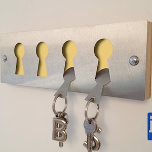 Gold variant Brushed Stainless Steel key rack & key fobs