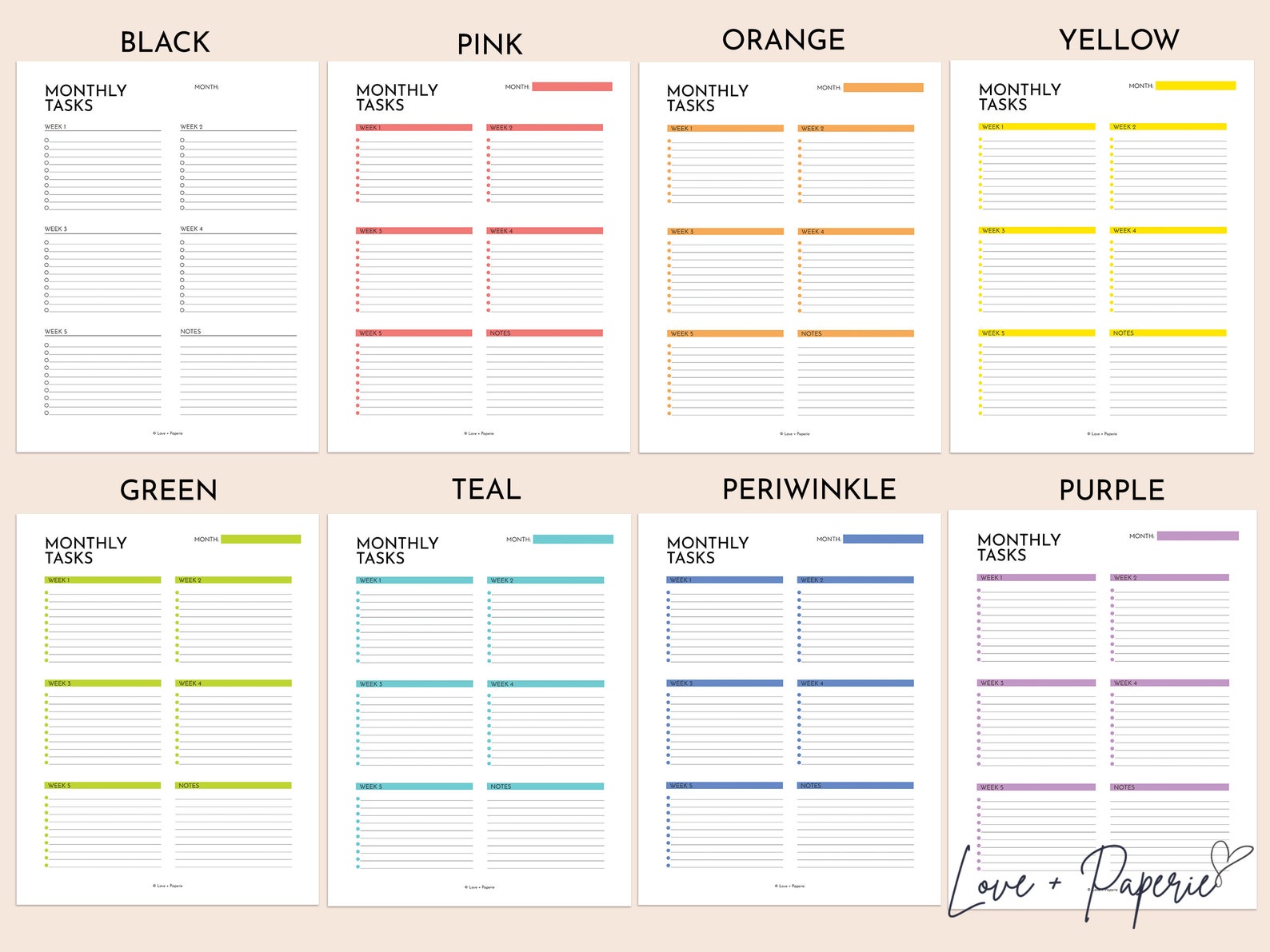 Printable Month Task List Printable Task List Planner Insert Undated A4/a5/letter/half Letter ...