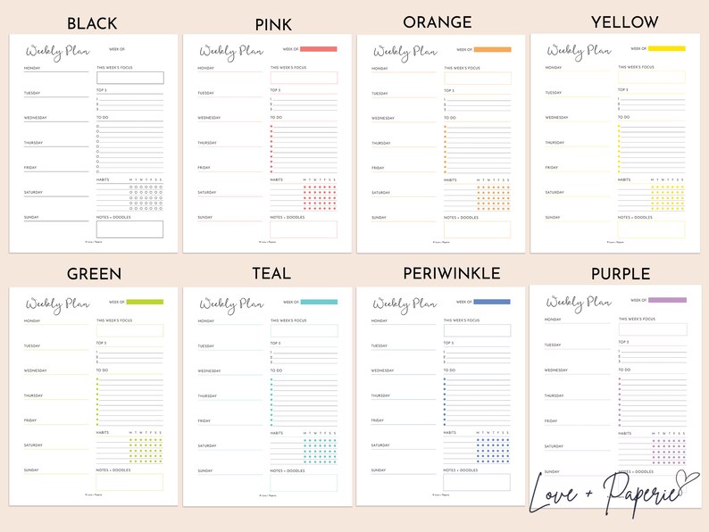 Printable Weekly Plan With Habit Tracker | Weekly Planner Insert | A4 ...