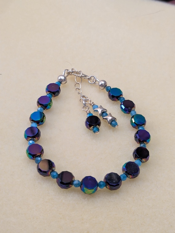 Apatite and Crystal Coin Bracelet