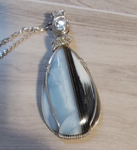 Owyhee Jasper Artistically Wrapped and Woven In Sterling Silver. Statement Pendant.
