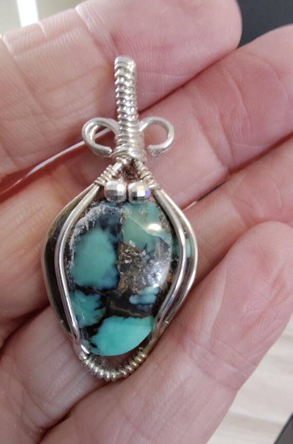 Variscite Artistically Wrapped in Sterling Silver