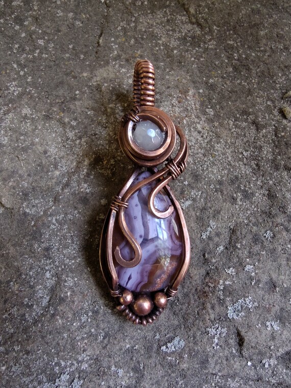 Laguna Agate Artistically Wrapped In Copper Wire