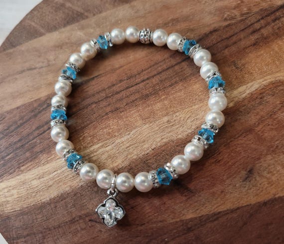 Braclet Kit #032826 = Austrian Crystal Bicones, Pearls and Dangle Bracelet