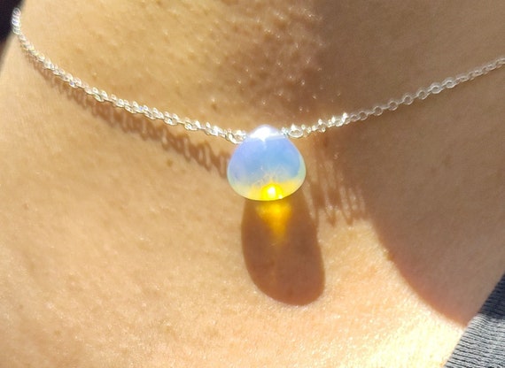 Opalite Briolette Minimalist Necklace. Dainty Necklace. Perfect For Layering!
