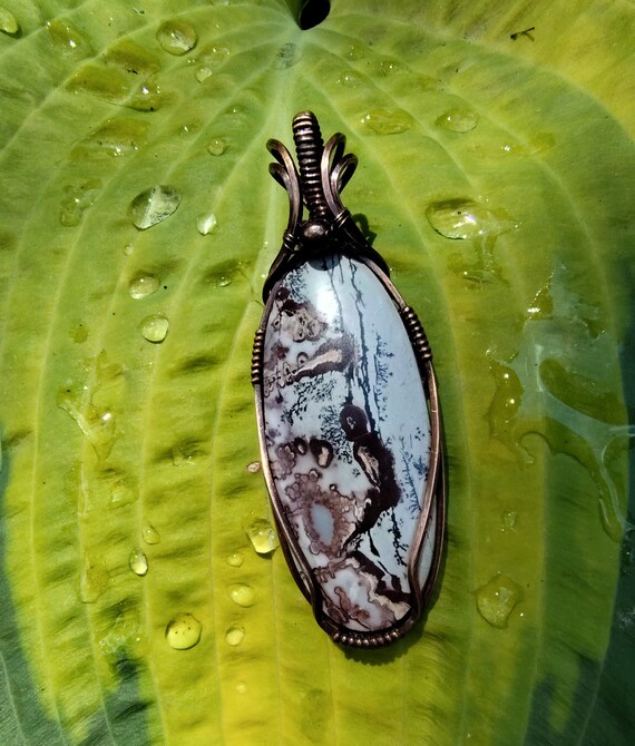 Paint Brush Jasper Artistically Wrapped in Copper. Statement Pendant.