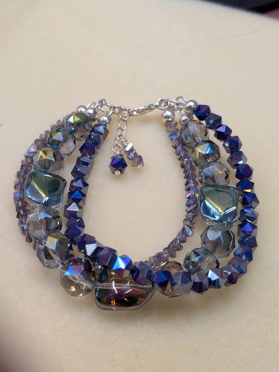 Shimmering Crystals Three Strand Bracelet