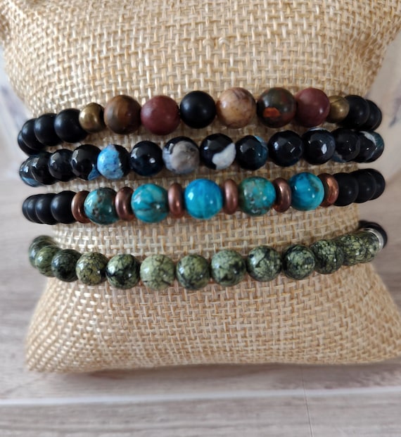 Unisex Gemstone Stretch Bracelets