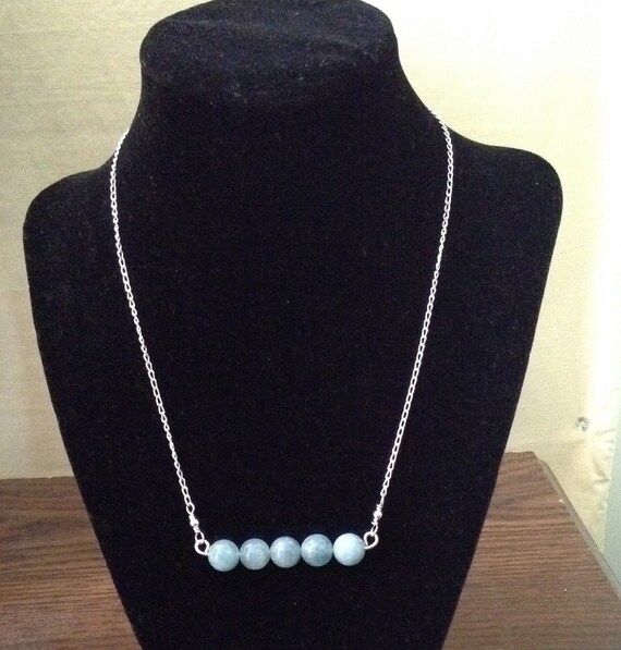 Aquamarine Bar Necklace and Sterling Silver Chain