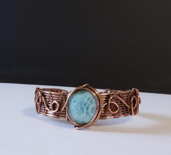 Larimar Wire Woven Cuff Bracelet