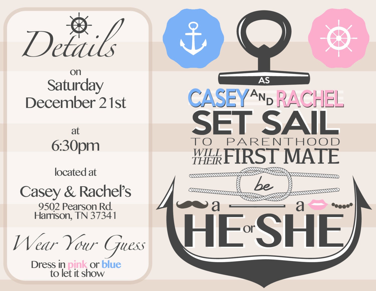 Nautical Theme Gender Reveal Invitation Etsy