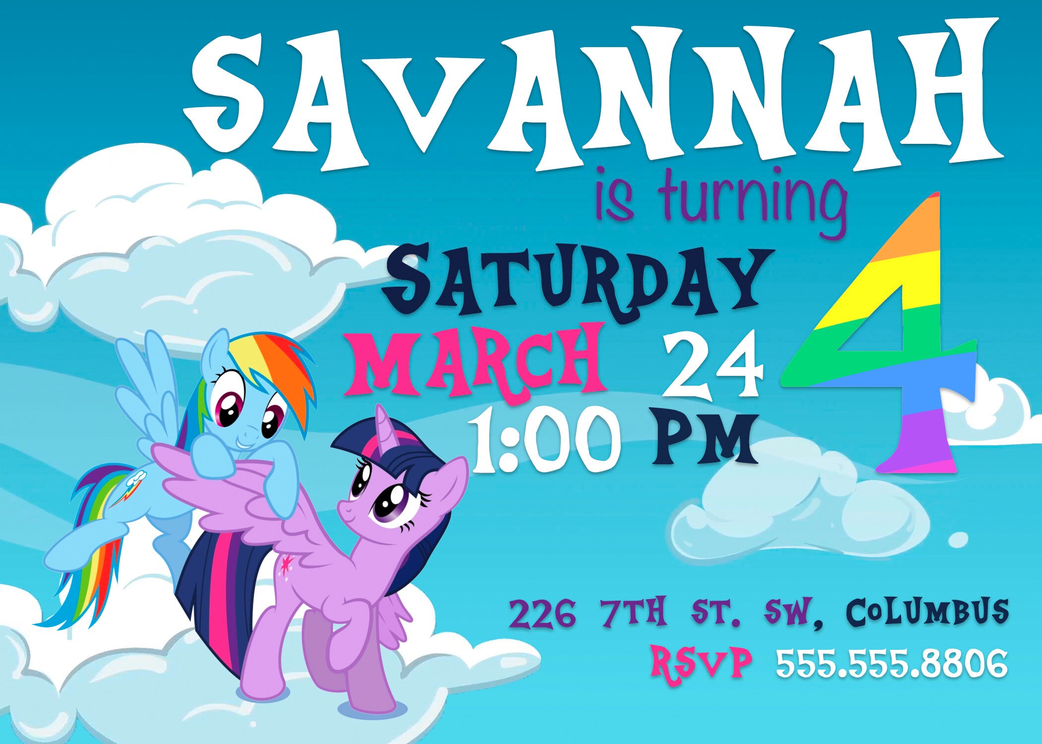 My Little Pony Birthday Invitation Etsy