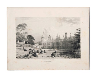 Antique Original Litho Proof “Cobham Hall” England 1848, Antique Prints, Historical Prints, Engravings, Fine Art, Posters