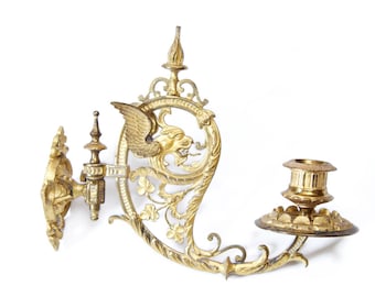 Wall Sconce Candle Holder Light Fixture with Decorative Ornate Dragon Head Wings Home Decor Gift Ideas Entryway