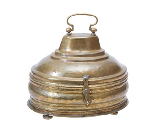 Old Vintage Handmade Brass Box, Home Table Decor, Jewelry Vanity Dresser Chest Keepsake Treasure Trinket Potpourri Incense Storage Box