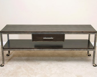 Modern Contemporary Media Console, TV Console, Industrial furniture, Side Board, Home Entertainment, Hand Made, Loft furniture, with wheels