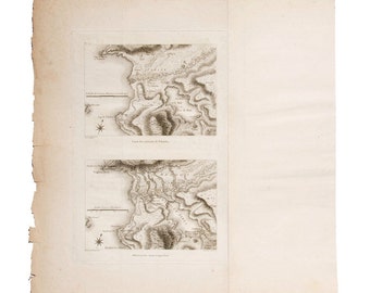 Antique Map of Heraclea near Lake Bafa in Greek Times, Antique Original Engraving from Plate Nr 111, Historical Maps, Antique Prints