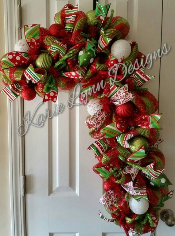 Candy Cane Christmas Wreath | Etsy