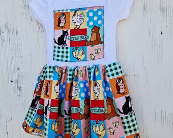 Bear and friends little Onsie baby dress or toddler tshirt dress custom made to order in 2-3 weeks 90s y2k, baby shower gift, birthday party