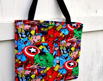 Super Hero Comic bag TOTE Purse Captain America Thor retro