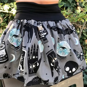 Magischer Kristallball Rock Ihre Größe Shirt oben, schwarze Katze, Halloween, Spooky, Wicca, Gothic, Witchcraft, Okkultismus, Schädel, Fledermäuse