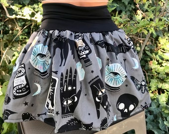 Magic crystal ball  Skirt your size shirt top, black cat, Halloween, spooky, Wicca, gothic , witchcraft, occult, skull, bats