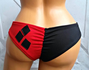 Harley Quinn  XS-XL costume Cosplay Arkham scrunch butt bikini Panties Suicide Squad