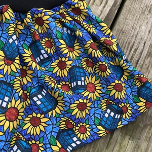 Van Gogh sunflower Police box Onsie baby dress or toddler tshirt dress Who tv Doctor bodysuit , baby layette, baby shower gift image 2
