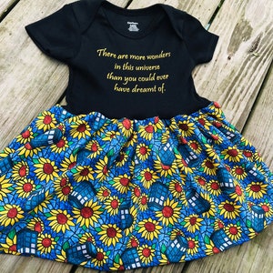 Van Gogh sunflower Police box Onsie baby dress or toddler tshirt dress Who tv Doctor bodysuit , baby layette, baby shower gift image 5