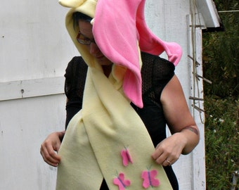 My Little Pony Custom plush Hoodie Scarf MeMe Fluttershy Hat hood MLP FIM
