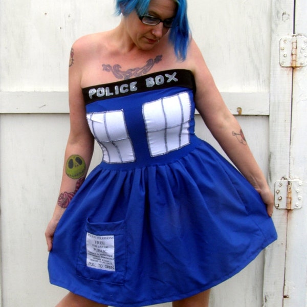 POLICE BOX Tasche Minikleid Cosplay TARDIS inspiriert Arzt Kostüm Wer